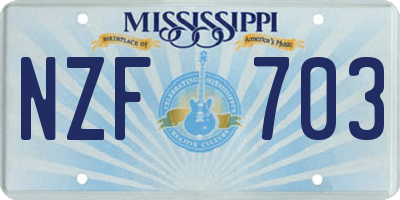 MS license plate NZF703