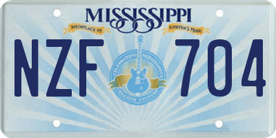 MS license plate NZF704