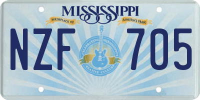 MS license plate NZF705