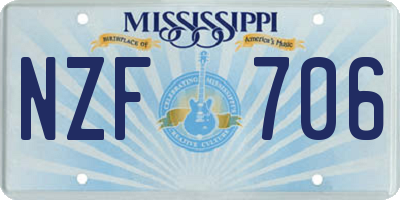 MS license plate NZF706