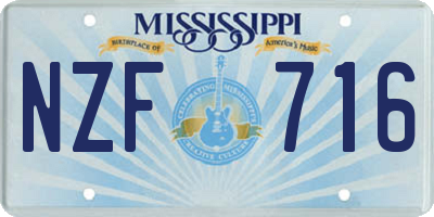 MS license plate NZF716