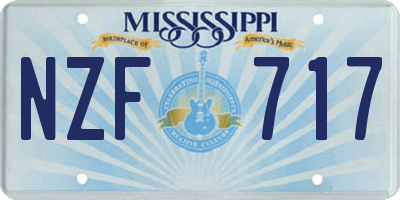 MS license plate NZF717