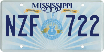 MS license plate NZF722
