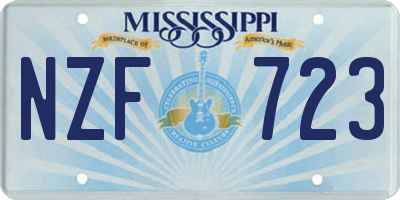 MS license plate NZF723