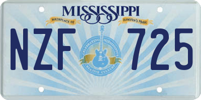 MS license plate NZF725