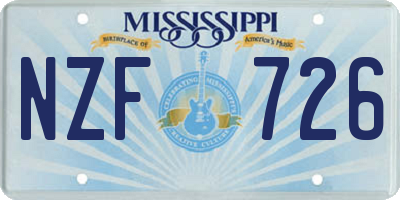 MS license plate NZF726
