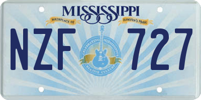 MS license plate NZF727