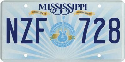 MS license plate NZF728