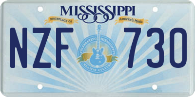MS license plate NZF730