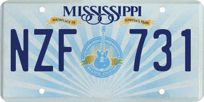 MS license plate NZF731