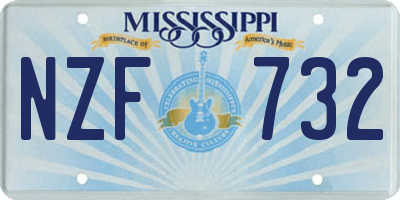 MS license plate NZF732