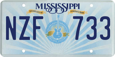 MS license plate NZF733