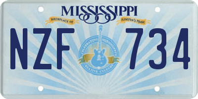 MS license plate NZF734