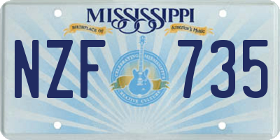 MS license plate NZF735