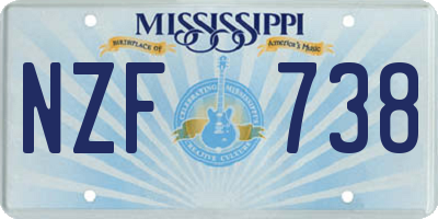MS license plate NZF738