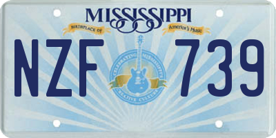 MS license plate NZF739