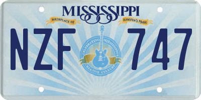 MS license plate NZF747