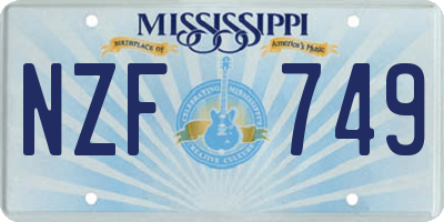 MS license plate NZF749