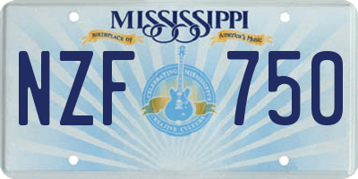 MS license plate NZF750