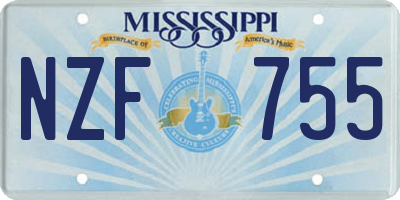 MS license plate NZF755