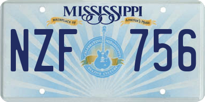 MS license plate NZF756