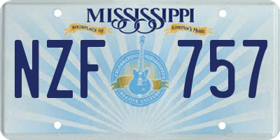 MS license plate NZF757