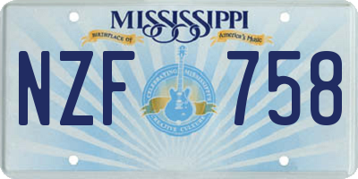 MS license plate NZF758