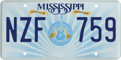 MS license plate NZF759