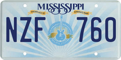 MS license plate NZF760