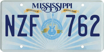 MS license plate NZF762