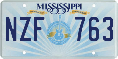 MS license plate NZF763