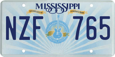 MS license plate NZF765