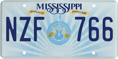 MS license plate NZF766