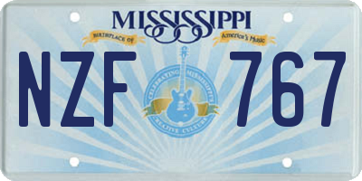 MS license plate NZF767