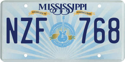 MS license plate NZF768