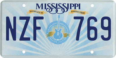 MS license plate NZF769