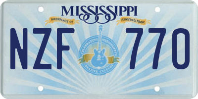 MS license plate NZF770