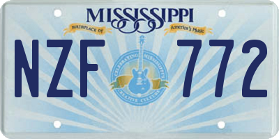 MS license plate NZF772