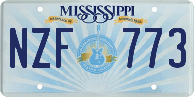 MS license plate NZF773