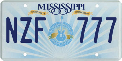 MS license plate NZF777