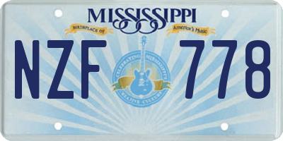 MS license plate NZF778