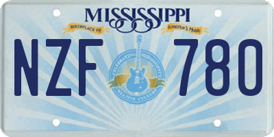MS license plate NZF780