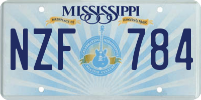 MS license plate NZF784