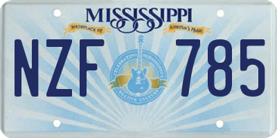 MS license plate NZF785