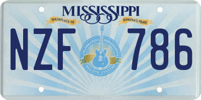 MS license plate NZF786