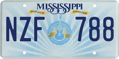 MS license plate NZF788