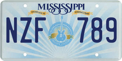 MS license plate NZF789