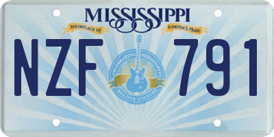 MS license plate NZF791