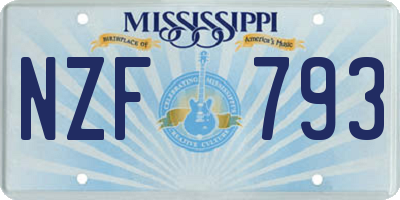 MS license plate NZF793