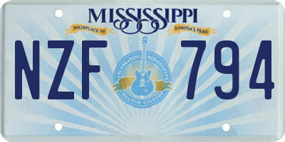 MS license plate NZF794